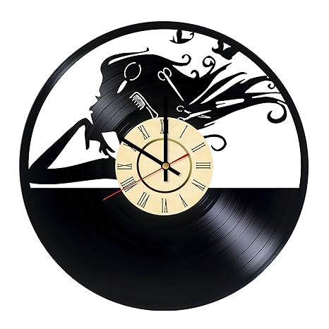 Amazon Com Stp Cat Hair Stylist Vinyl Wall Clock Great Idea For