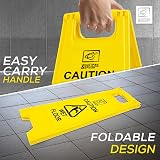 TDBS Pack of 2 Wet Floor Signs Yellow Heavy Duty Foldable view 3