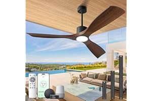 BOOSANT Ceiling Fans with Lights, Ceiling Fans with Lights and Remote, 52 inch Modern Smart Ceiling Fan with Light(Dark Walnut)