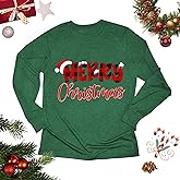 Christmas Shirts for Women: Crew Neck Merry Christmas Party Higher Quality Printed Shirt