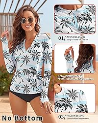 WOWENY Women Rash Guard Long Sleeve Swimsuit Top