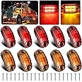 Linkstyle 10pcs 6LED Trailer Marker Lights, 12V-24V Amber/Red Side Marker Indicators Light, for Truck RV Boat Camper Boat