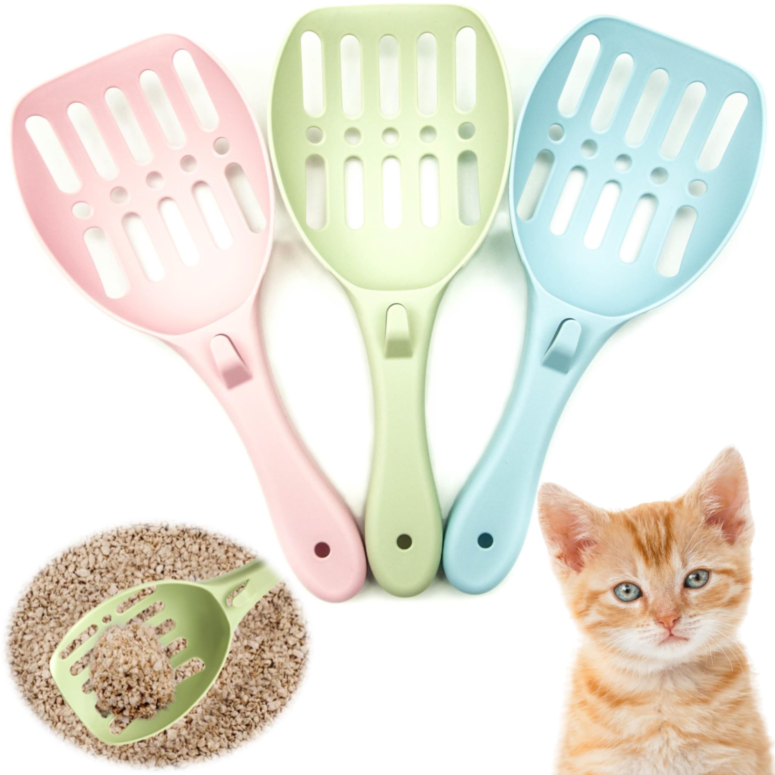 2x Strong Cat Litter Scoop – Plastic Shovel for Cats Litters, Poop Scoop – Handy Sand Sifter, Sieve Cleaning Tool – Used with Litter Box and Trays for Cats & Kittens (Assorted (Pack of 2), Small)