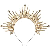 COSUCOS Sunburst Goddess Halo Crown - Spiked Renfaire Sun Headband Virgin Mary Headpiece for Women Renaissance Halloween