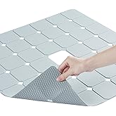 Shower Mat Non Slip Silicone Soft Odorless Bathtub Mat Non Slip No Suction Cups for Refinished,Reglazed and Textured Bath Tub Mat 24 X 24 Inch Grey