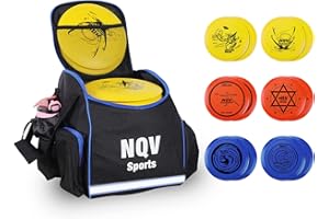 NQV Disc Golf Starter Set - 12 Pack Flying Discs With Putters, Drivers, Mid Ranges + Blue Bag - Fluorescent Portable for Outd