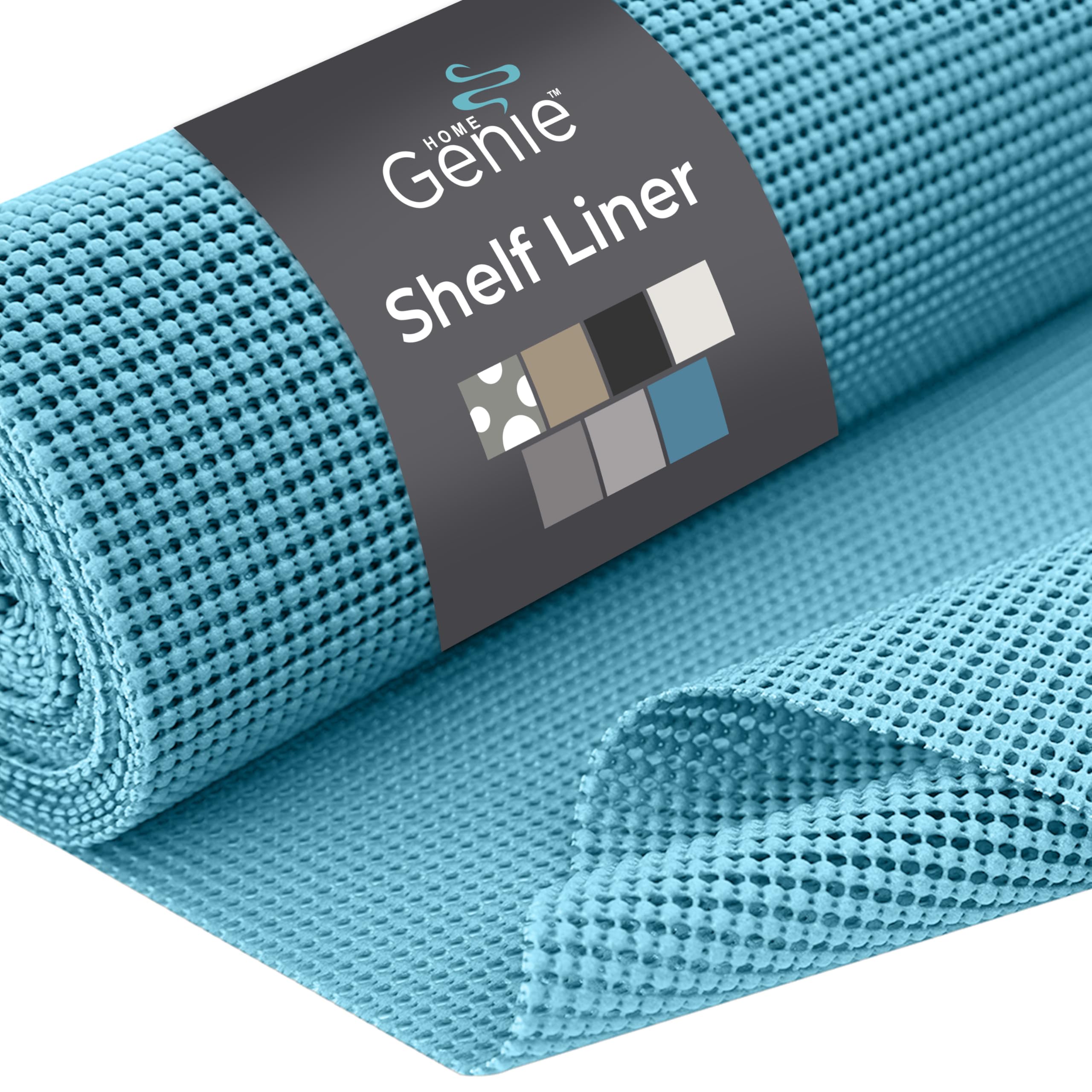 Photo 1 of ***6 ROLLS/OUTER LAYERS HAVE STICKER RESIDUE*** HOME GENIE Shelf Drawer and Cabinet Liner, Durable with Strong Grip, 17.5 in x 10 FT, Non Adhesive Liners Protect Kitchen Cabinets and Cupboard, Pantry, Bathroom Drawers and Shelves, Desks, Teal  ESTVALUE 10