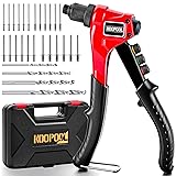 KOOPOOL Rivet Gun Kit, Manual Pop Rivet Tool with