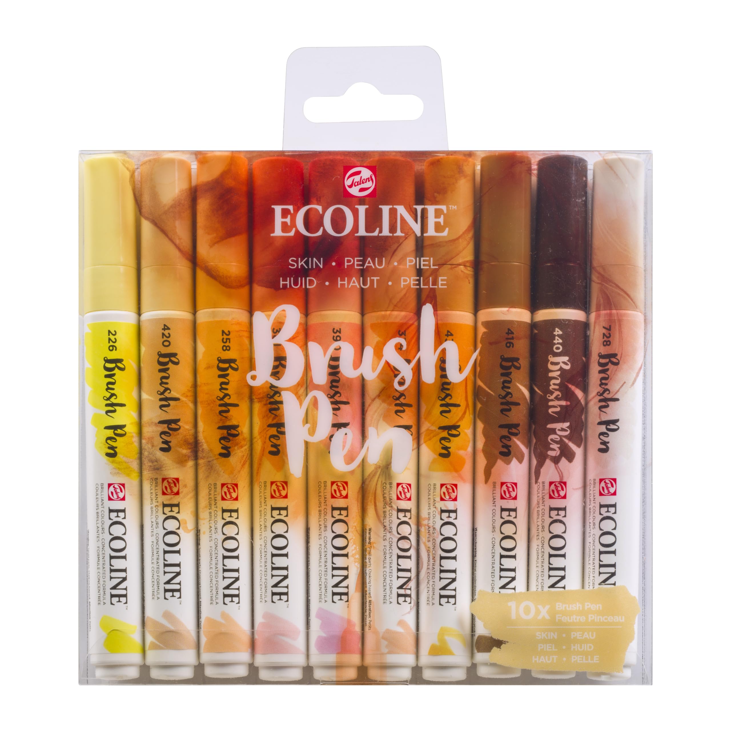 Ecoline Brush Pen Set of 10 Liquid Watercolor Pens – Skintones | Blendable Brush Markers for Hand Lettering, Drawing, & Crafts