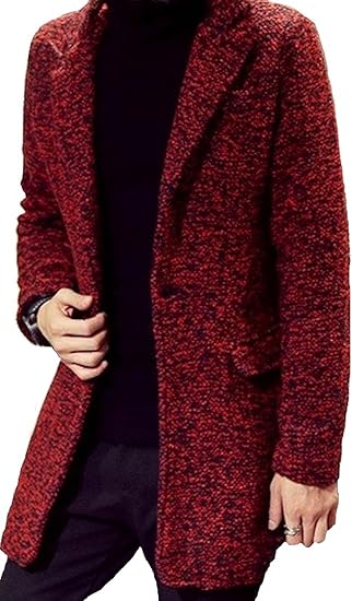 Amazon Normcore Sense ノームコア センス Jaco0819store 英国調 チェスターコート メンズ 冬 ブークレー コート ウール ツイード ジャケット 紡毛 リング糸 の上質 な フィット感 赤黒xl コート ジャケット 通販