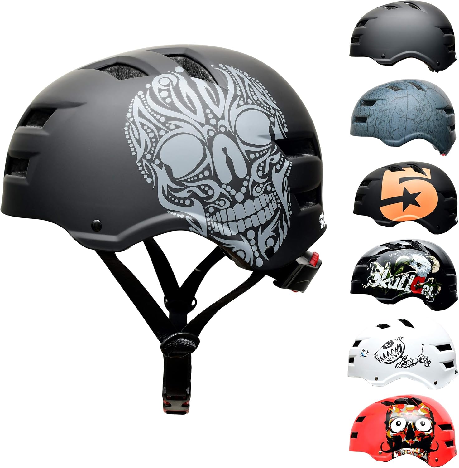 SkullCap® Casco de Skate, BMX Bicicleta y Scooter Eléctrico