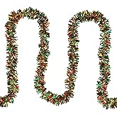 MoonXmas Christmas Tinsel Twist Garland, 33FT Artifical Shiny Metallic Foil Garland for Christmas Tree Decorations, for Holiday Wendding Birthday Indoor Outdoor Party Xmas Decor. (Red/Green/Gold)