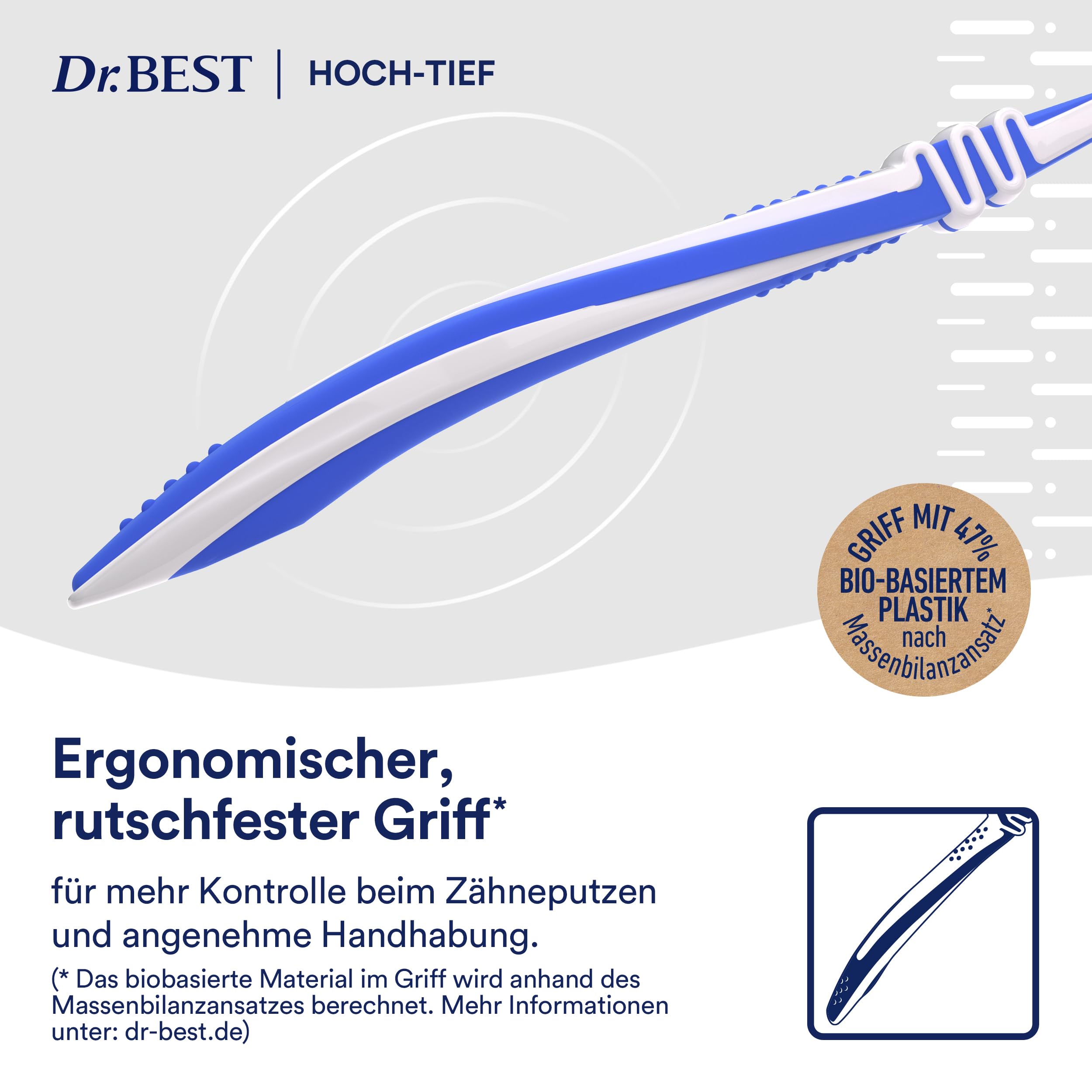 Dr.BEST Hoch-Tief Zahnbürste, Mittel, Vorteilspack (2 Stk. + 1 Stk. Gratis) 7