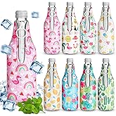 Tiangrid 8 Pcs Summer Beer Bottle Insulator Sleeve Neoprene Insulated Beer Bottle Holder with Zipper Beer Jacket for 12oz Bottle Beverage Drink Insulator Tropical Theme Beach Pool Wine Party Favors