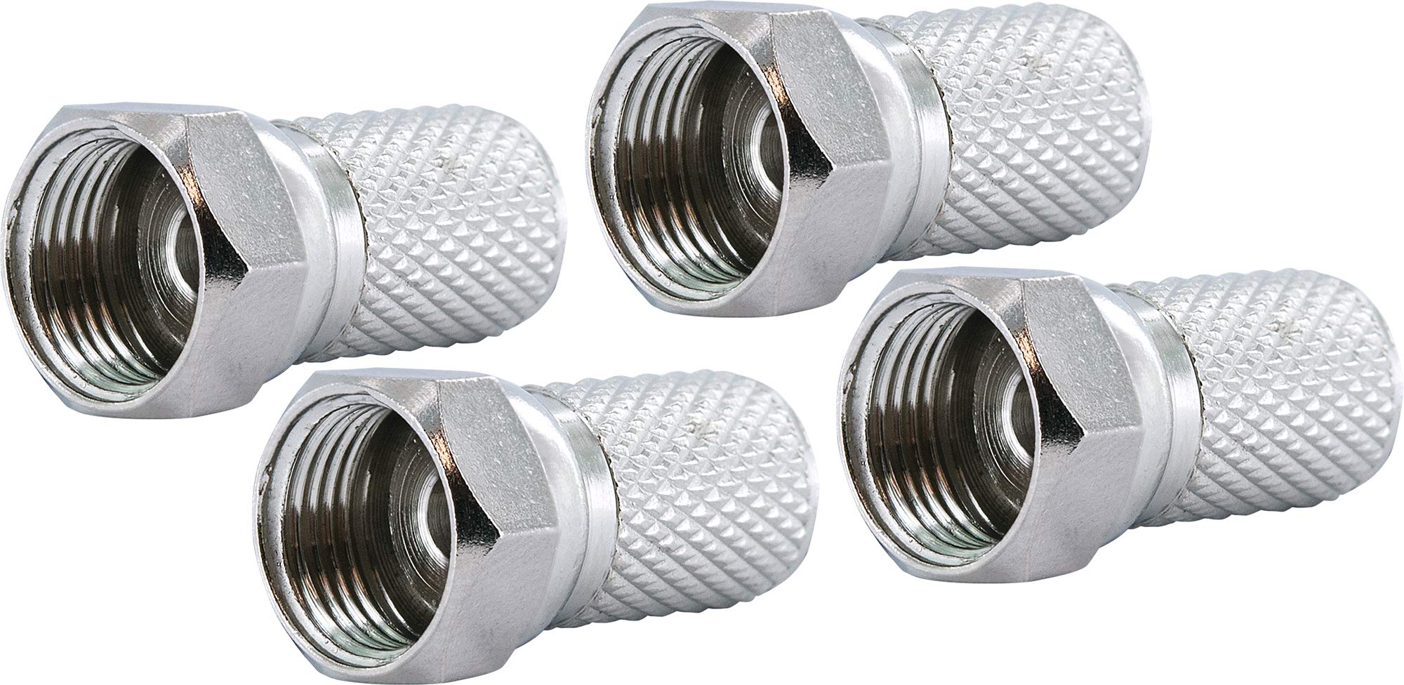 SCHWAIGER F-Connectors 8.0 mm, Pack of 4, Silver, Female-to-Cable, Outdoor, Compatible with TV, Satellite Receiver, Cable Modem