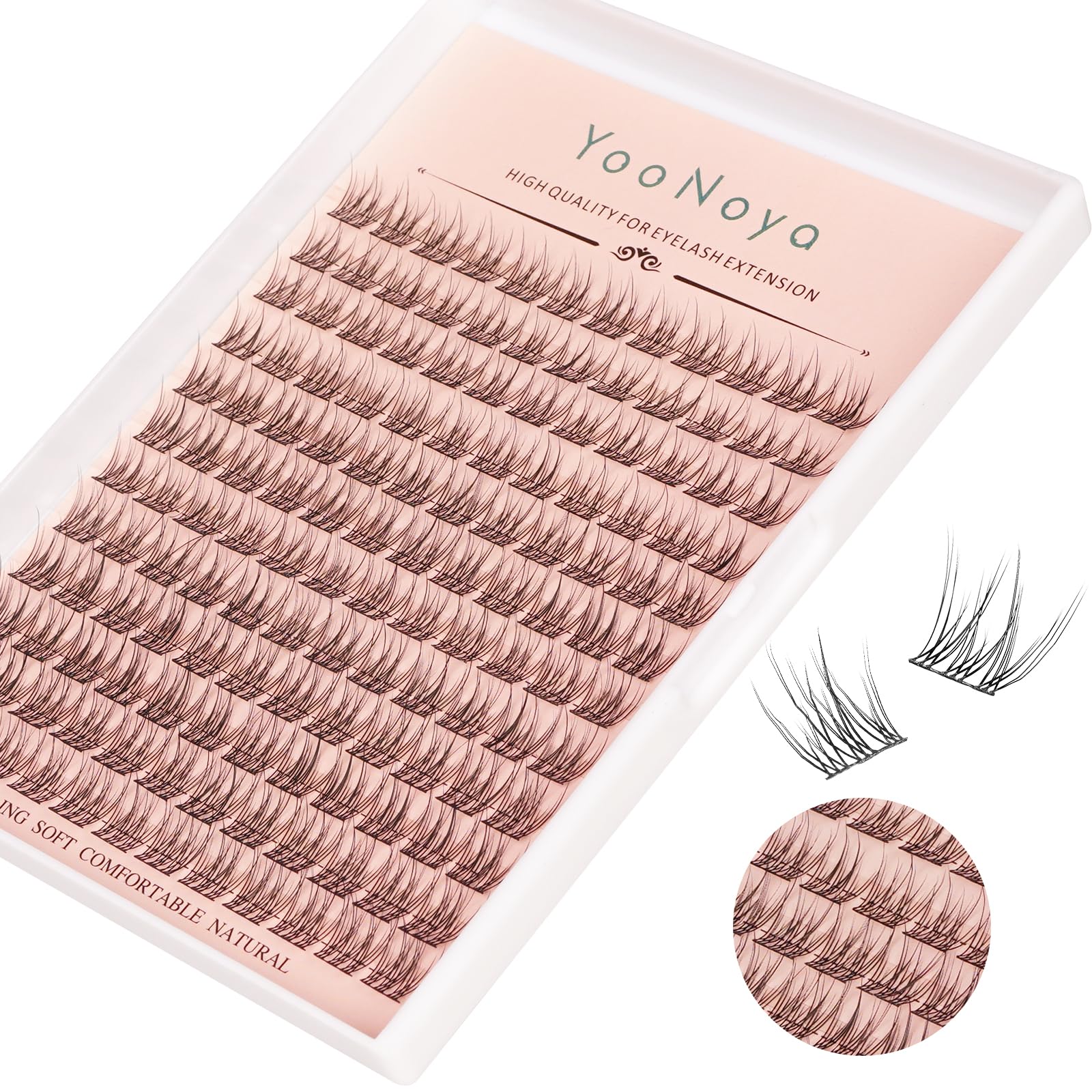 YOONOYA Wispy Cluster Lashes 144 Pcs 10-12 mm Natural Individual Eyelashes C Curl DIY Cluster Eyelash Extensions Thin Eyelashes Customize Your Look at Home for Beginners (QF-10-12 mm-Mix) — image 1