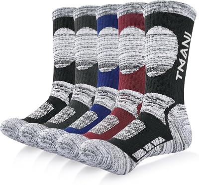 RUIXUE Mens Sports Hiking Socks 5 or 6 Pairs Cushioned Anti Blister Crew