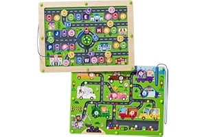 2 in 1 Magnetic Color and Number Maze Double-Sided ABC Alphabet Puzzles Board Magnet Dinosaur Counting Maze Preschool Learnin