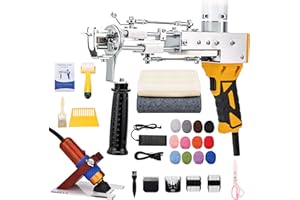 zowwfast Rug Tufting Gun Starter Kit with Carpet Trimmer, 2 in 1 Cut Pile Loop Pile Rug Tufting Kit, Non-Slip Grip Carpet Tufting Gun Kit with Digital Screen Controls Speed, Rug Maker Machine& Cloth