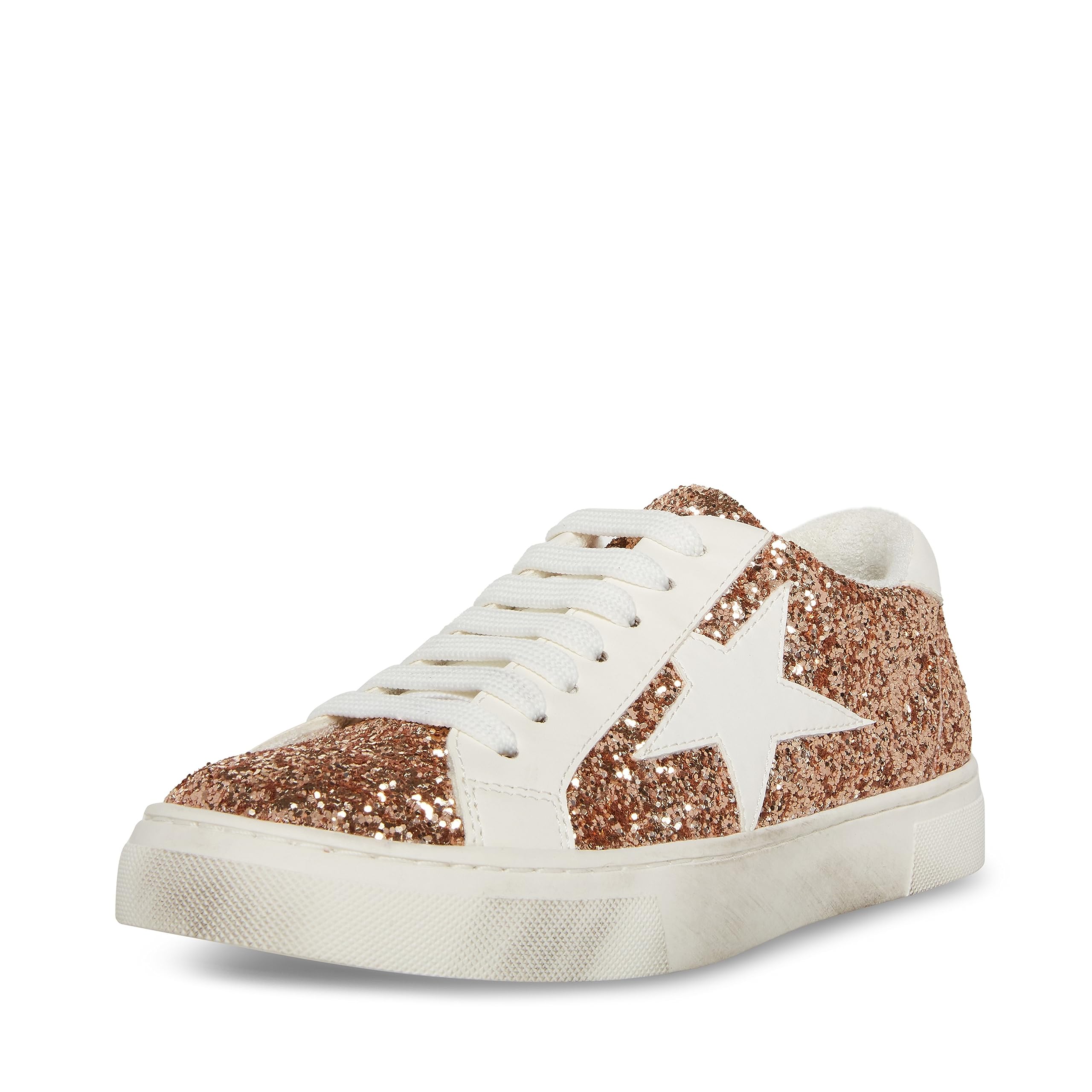 Steve Madden Women’s Rezume Sneaker, Rose Gold Glitter, 7.5
