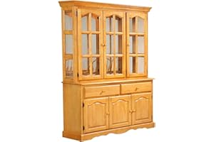 Sunset Trading Treasure Buffet and Lighted Hutch, China Cabinet, Oak