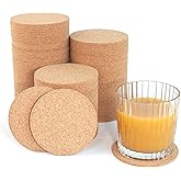 Cork Coasters for Drinks - 100 Pack Blank Round (90mm x 3.5mm) for Laser Engraving, Hot Mug Safe & Non-Slip Surface - Bulk DIY Coasters for Wedding, Coffee Bar, Home Decor - FP FAITHFUL PANDA