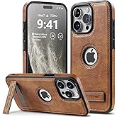 PENKX Designed for iPhone 15 Pro Max Leather Case with Stand, Protection Slim Adjustable Kickstand Phone Cover Compatible with iPhone 15 Pro Max (Brown)