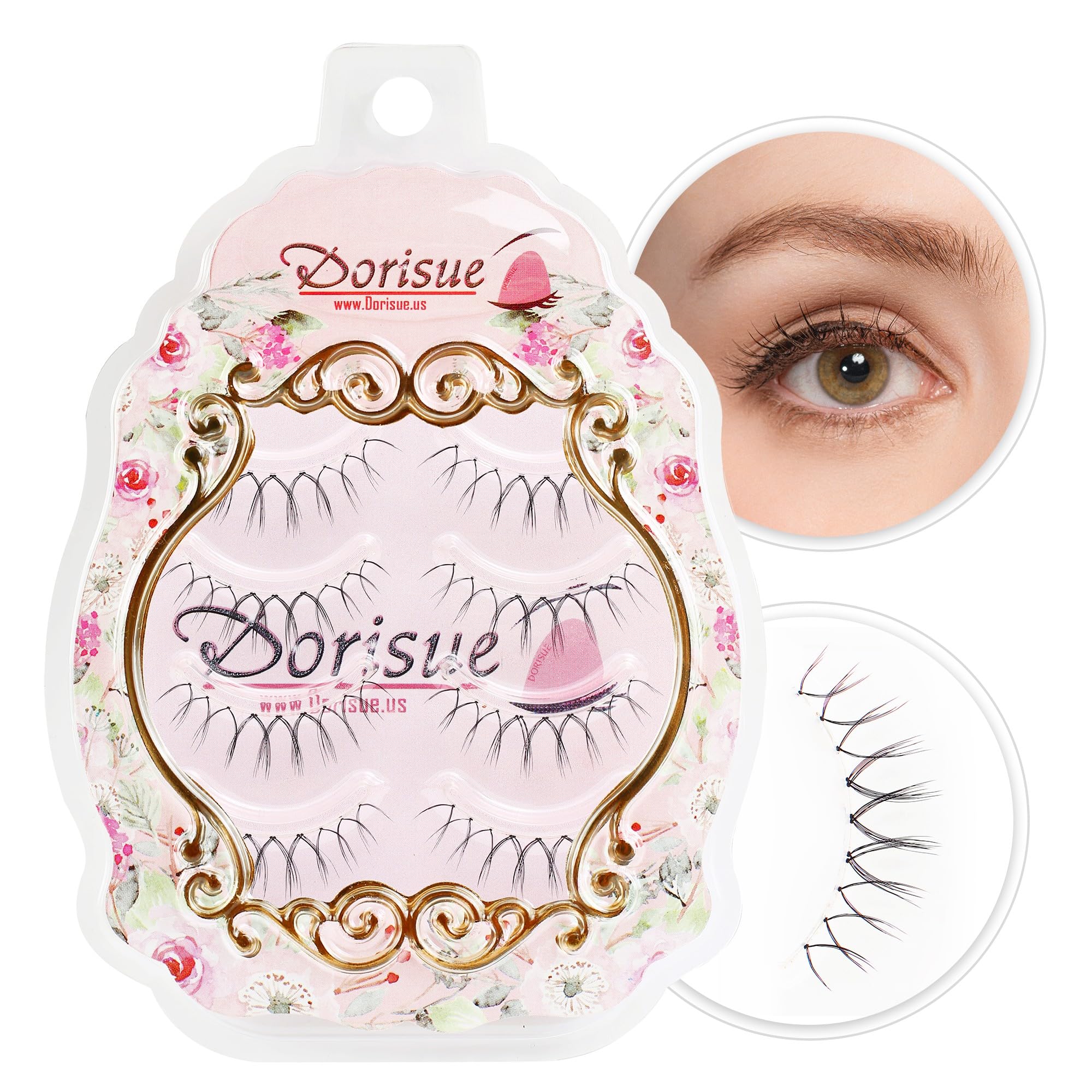 Dorisue Short eyelashes Super Lightweight Technology Wispy Curly Natural Lashes Comfortable Reusable Contact Lens Friendly 4 Pairs light Volume Eye Lashes