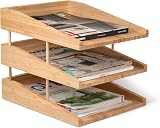 Osco Bamboo Letter Tray Desk Organiser A4 4 Tier Multi Rack view 4