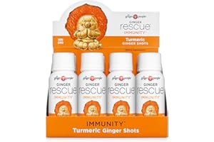 The Ginger People Ginger Rescue Turmeric Shots - Immunity Boosting, Caffeine Free Energy, Digestive Heath, Turmeric, 2 Fl Oz (Pack of 12)
