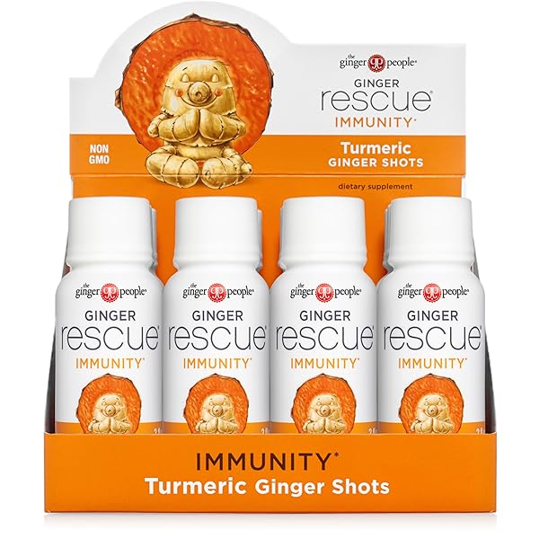 GINGER RESCUE, TURMERIC SHOTS BY THE GINGER PEOPLE – IMMUNITY BOOSTING, CAFFEINE FREE ENERGY, DIGESTIVE HEATH, TURMERIC, 2 FL OZ (PACK OF 12)