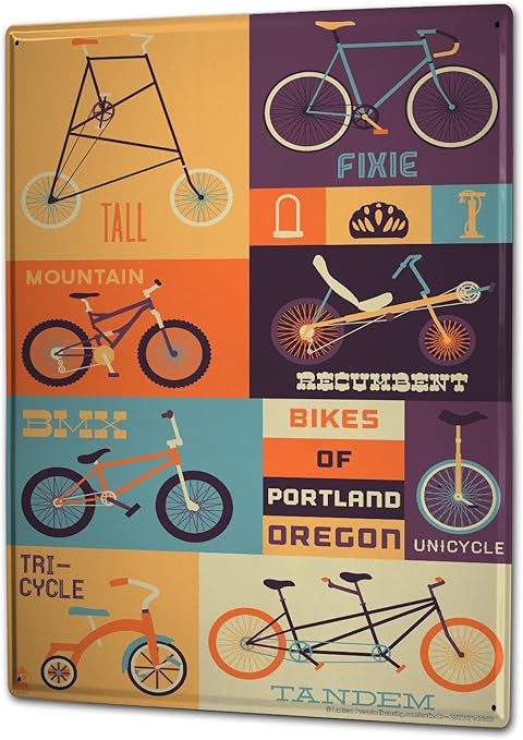 Leotie Since 2004 Plaque En Metal Metallique Poster Mural Tin Sign 40x30 Cm Nostalgique Platine Velo Portland Amazon Fr Cuisine Maison