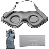 Sleep Mask Silk - 100% Mulberry Silk Eye Mask, ZOESMIEN 3D Contoured Eye Mask for Women Men, Light Blocking Side Sleeper Puffiness Dry Eyes, Unique Nose Bridge Design, Christmas Gift, Night Gray