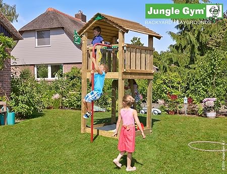 Spielturm Jungle Cottage - Set mit Feuerwehrstange