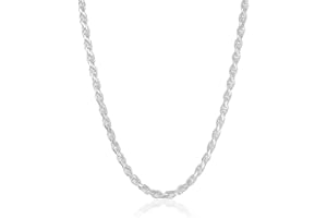 Amazon Essentials Sterling Silver Diamond Cut Rope Chain Necklace (previously Amazon Collection)