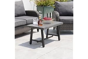 Grand patio Outdoor Coffee Table, 32 Inch Side Table Modern Rectangle with Faux Wood Tabletop Fits with Conversation Set