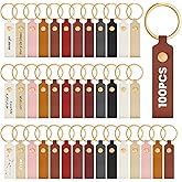 Wavyknot PU Leather Keychain Blanks Bulk Laser Engraving Blanks Keychain Kit with Key Rings for DIY Key Chains Craft