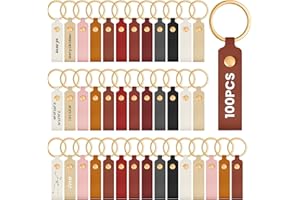 Wavyknot PU Leather Keychain Blanks Bulk Laser Engraving Blanks Keychain Kit with Key Rings for DIY Key Chains Craft