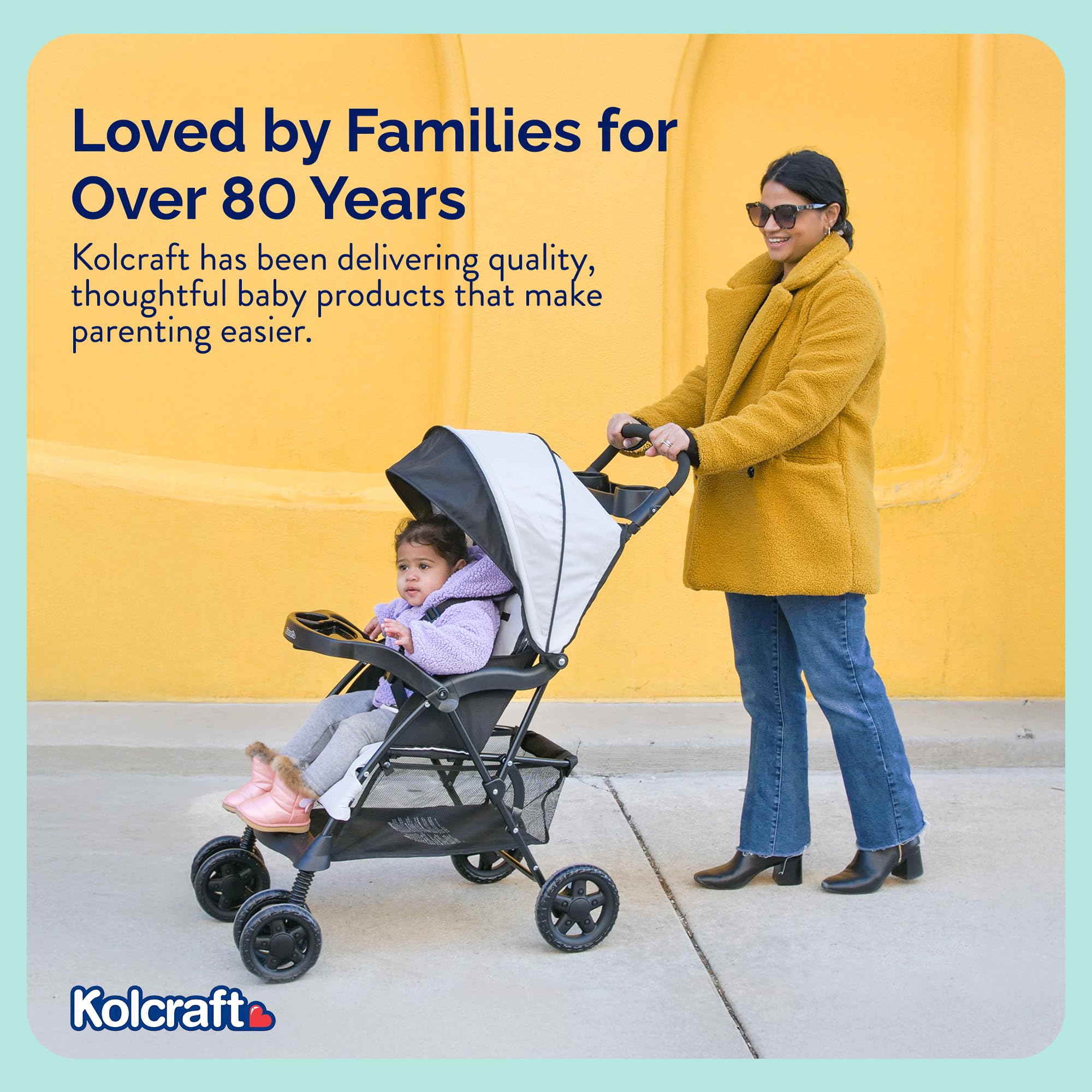 Kolcraft Cloud Plus Lightweight Umbrella Stroller for Toddlers with Reclining Seat, Large Storage Basket, Canopy, Infant & Parent Trays, Compact Fold for Summer Travel, Durable Frame, Slate Gray