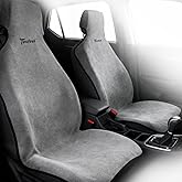 TESFEEL Car Seat Cover Towel, Waterproof Terry Cloth Car Seat Cover Universal Fit for Cars, SUVs, Pickups, Washable Car Seat Protector Brand Customized(Gray,1pc)