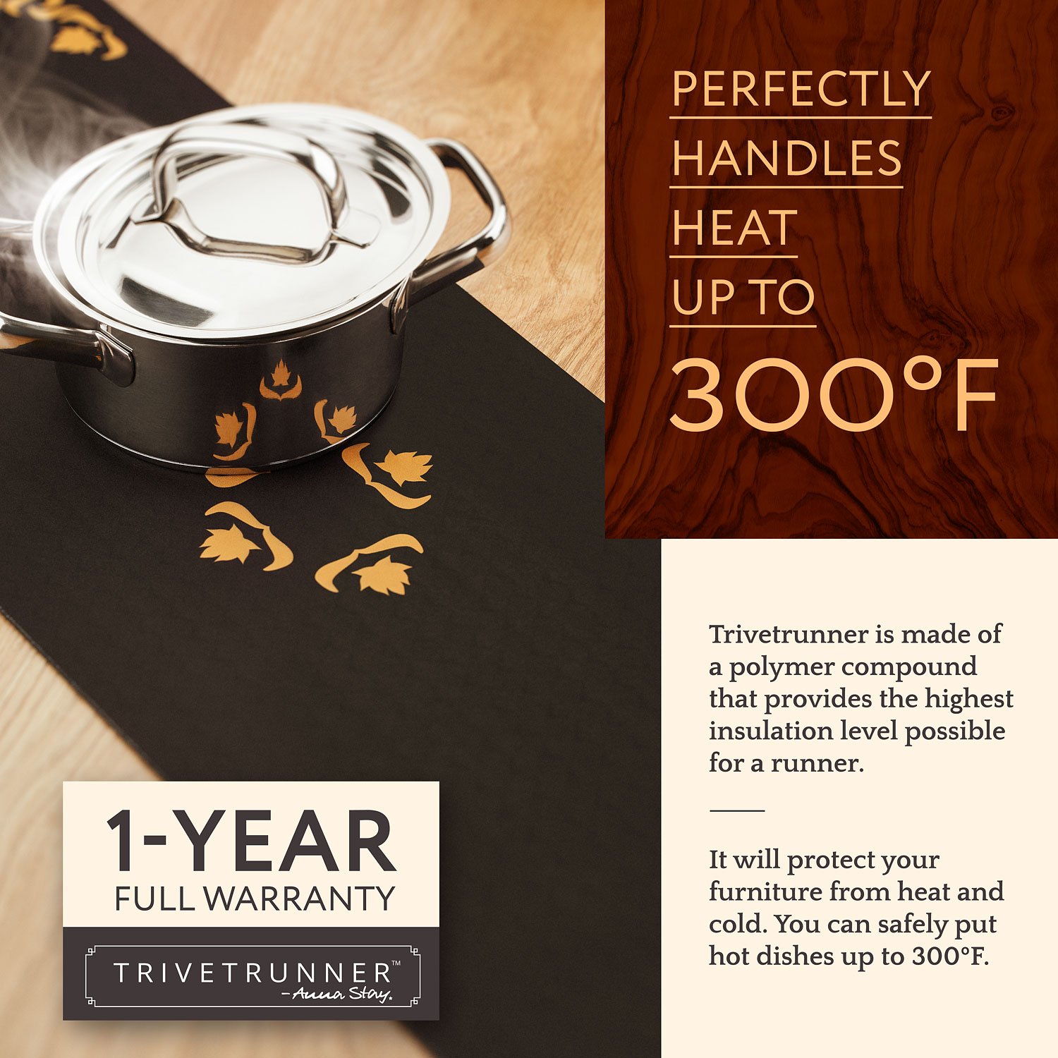 Pots And Dishware Black And Gold Trivetrunner Decorative Trivet