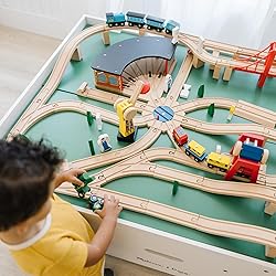 Melissa & Doug Deluxe Wooden Railway Train Set