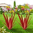 TOMBABY Metall-Schmetterling Garten-Deko – Wasserdicht, 3 Stück, Blaue Agaven-Skulptur
