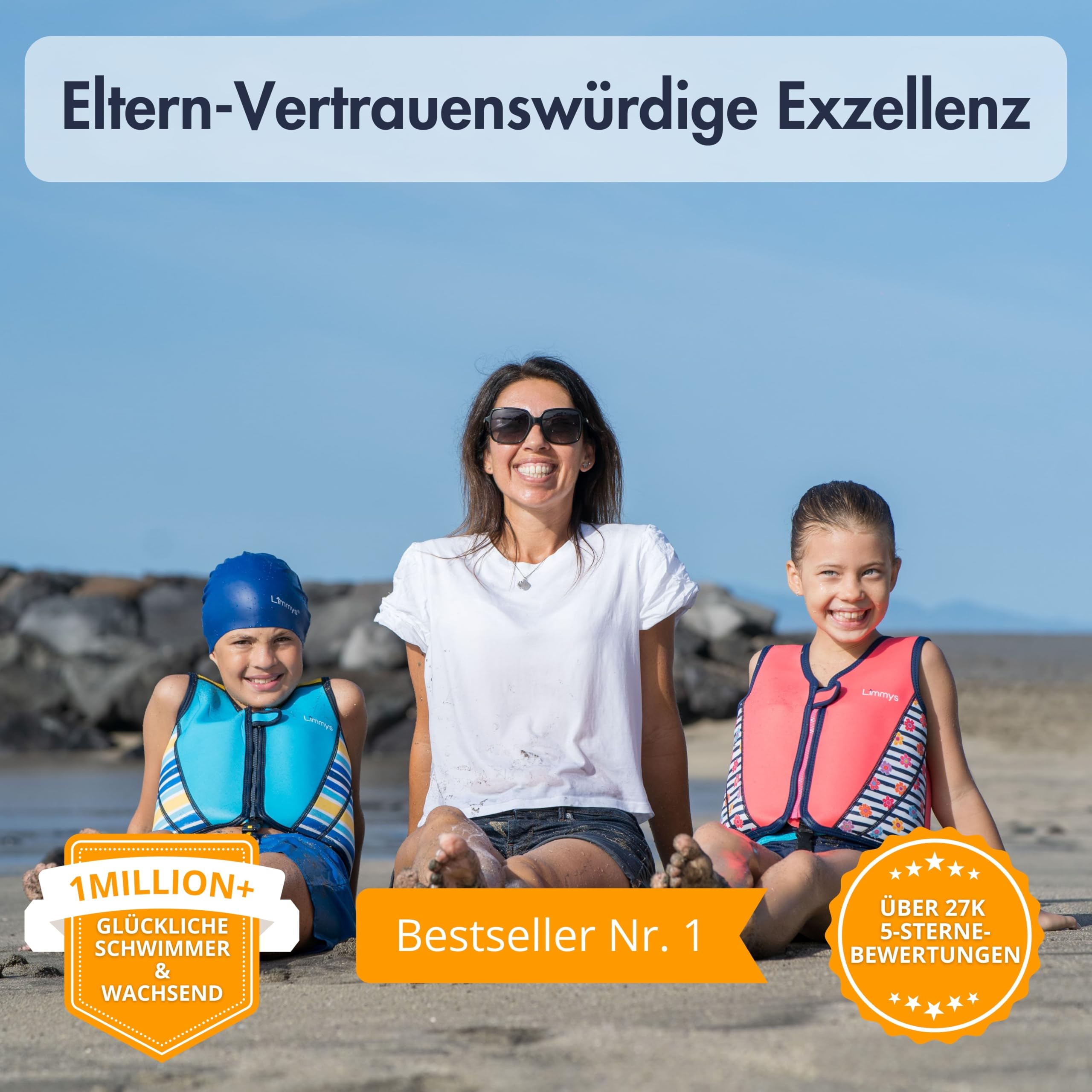 Limmys Schwimmweste für Kinder – Schwimmhilfe mit verstellbarem Auftrieb, Testsieger bei Vergleich.de, weicher Neopren-Komfort, sichere und robuste Verarbeitung, mit Transportbeutel 2