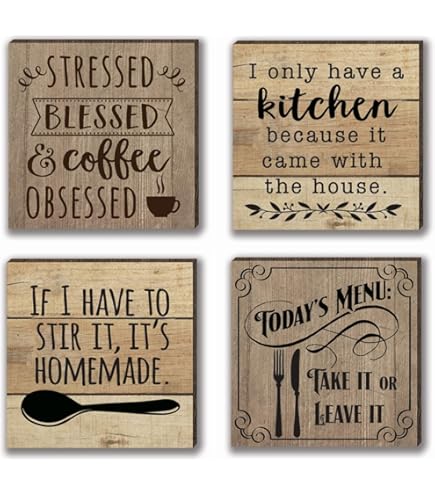 Primitives By Kathy Set Di 3 Magneti Da Frigo In Legno Con Frasi Sul Vino - Regalo Divertente Per Enoappassionati - Dimensioni 7,6x10,2 Cm E 5,1x5,1 Cm
