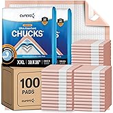 Curera Chucks® Premium Disposable Underpads 30”x36” [100-Count] Ultra Absorbent Chux Incontinence Bed Pads Disposable Adult with Adhesive Tape, Pee Pads Pet Training Pads XX-Large 30x36 Bulk Pack
