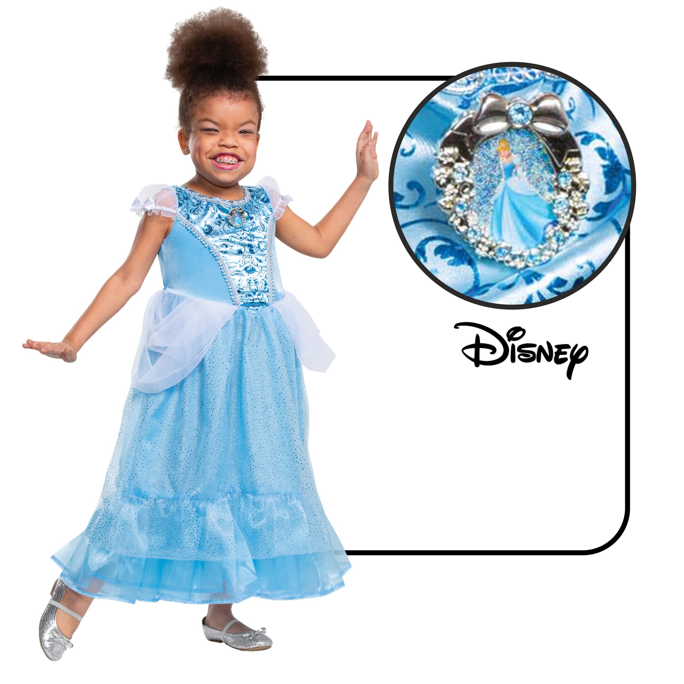 Disney Official Cinderella Costume Kids, Adaptive Fancy Dress Costumes for Kids 5-6 Years