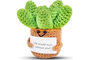JELUTAR Crochet Positive Succulent Plant Thank You Gifts for Birthday Easter Day Mother's Day, Emotional Uplifting Gifts for Women Men Mom Dad Friends Wife Coworkers Cute Funny Decors (Life Would Succ)