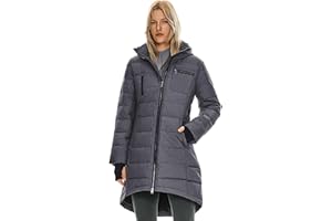 Orolay Women's Winter Down Jacket Long Quilted Puffer Coat Warm Hooded Slim Fit Outerwear