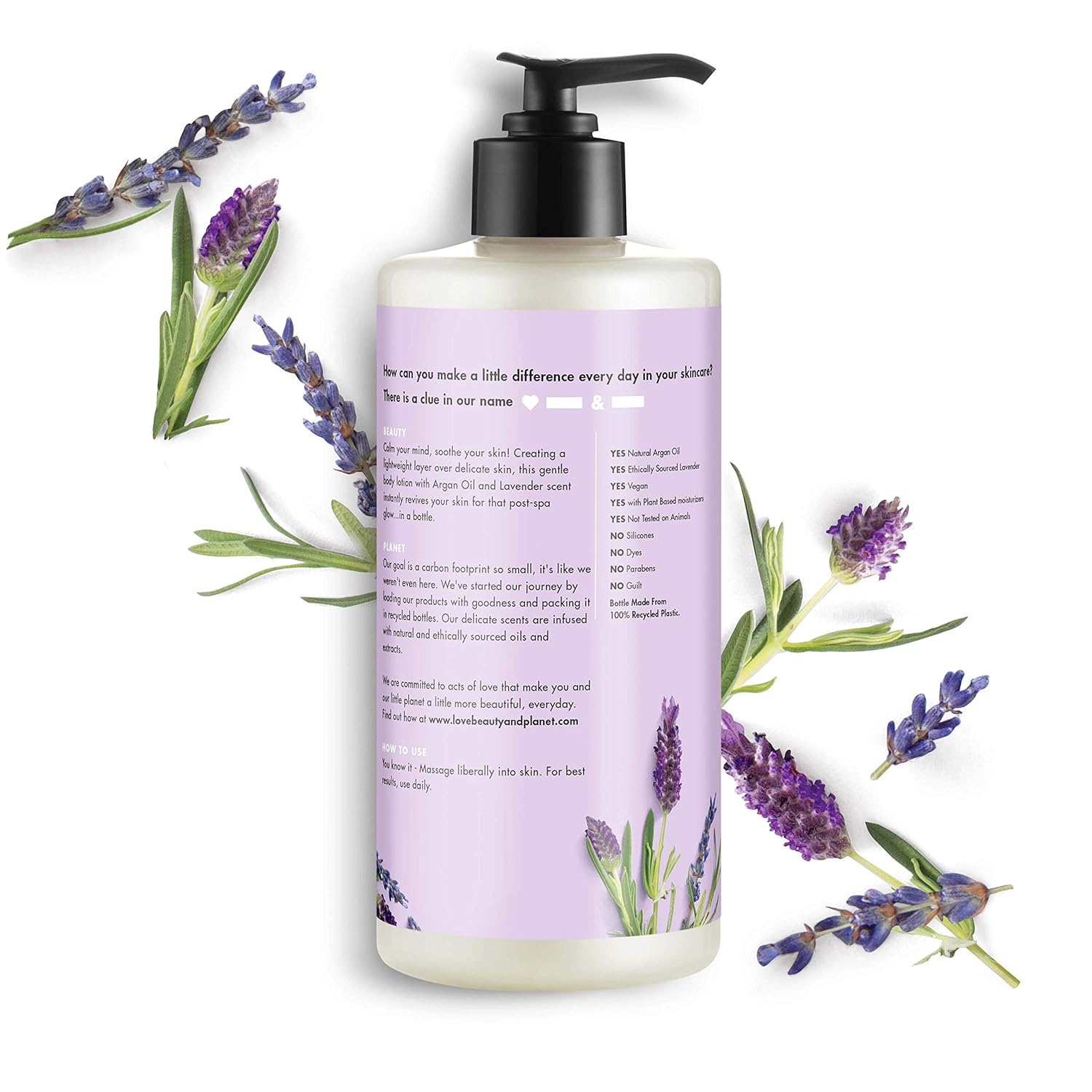 Love Beauty & Planet Body Lotion Argan Oil and Lavender 13.5 oz : Beauty